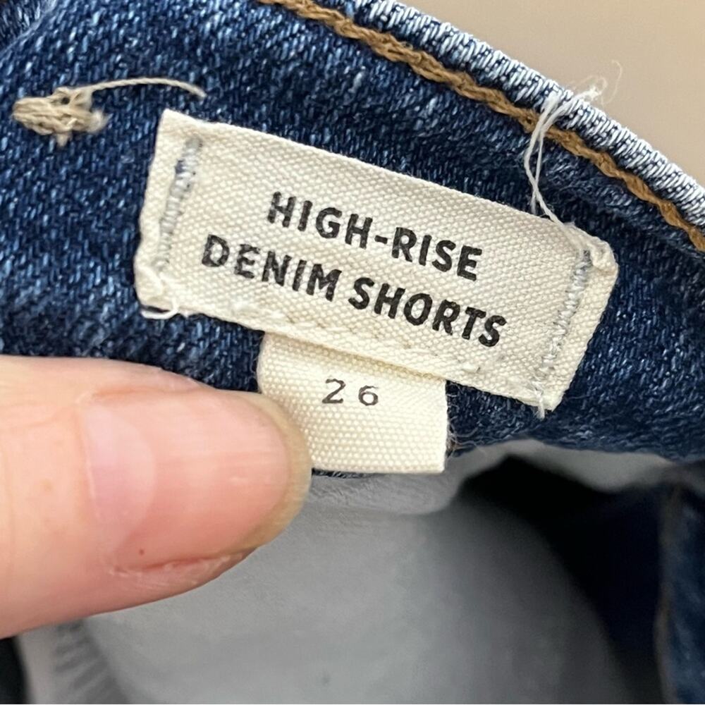 MADEWELL high rise denim shortie cutoff jean shorts size 26 medium wash - Picture 5 of 6